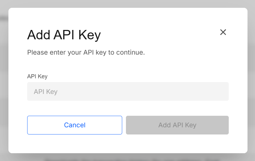 Add API Key modal