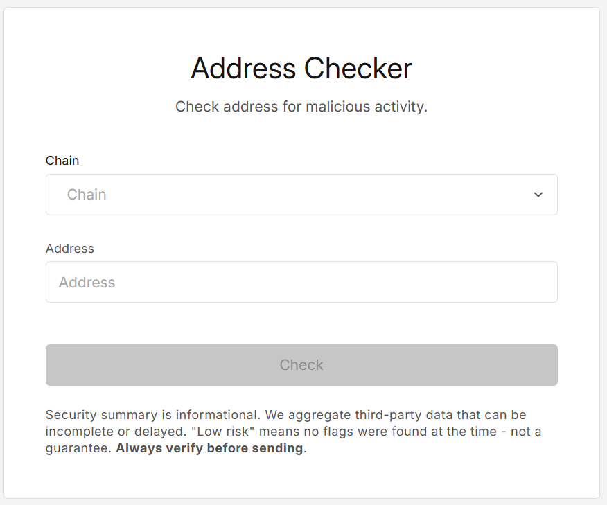 Address checker form