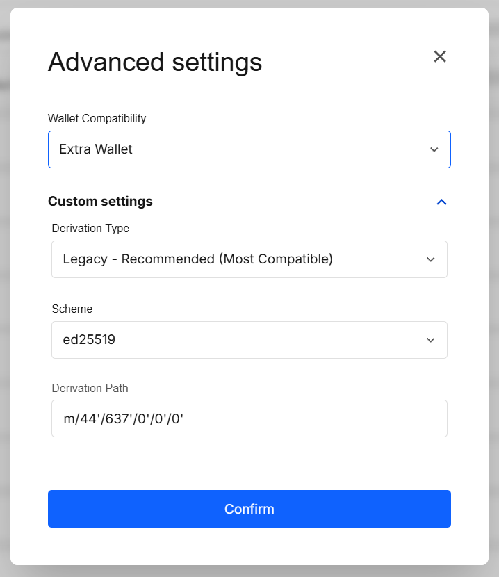Advanced settings example
