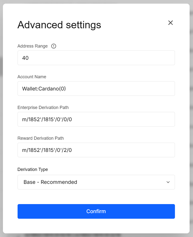 Advanced settings example