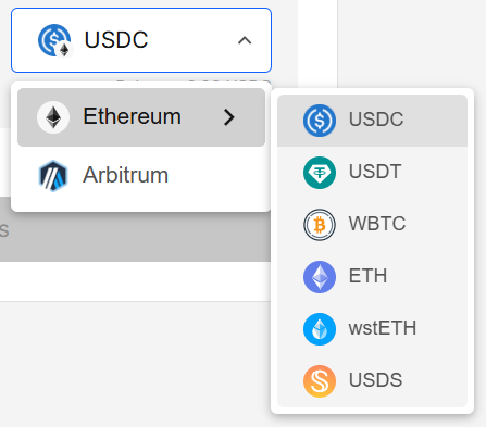 Chain &amp; token selector