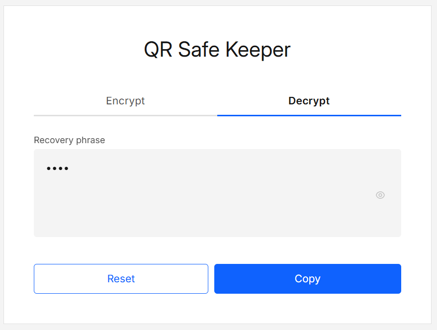 Decrypt result (masked text with actions)