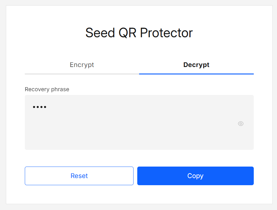 Decrypt result (masked text with actions)