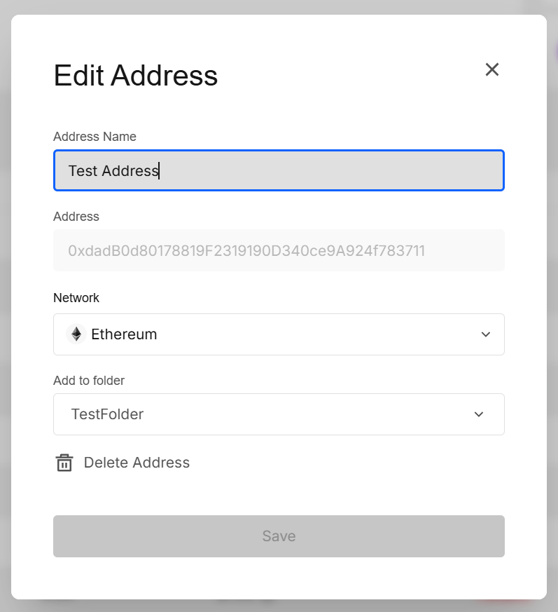 Edit address modal
