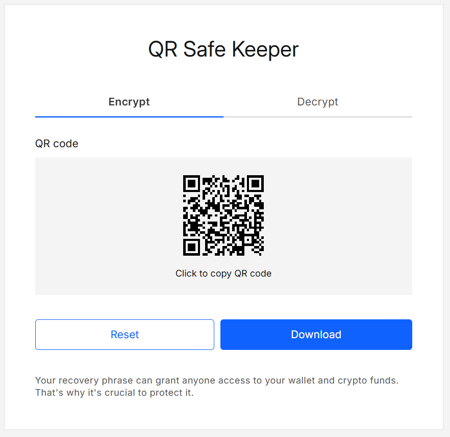 Encrypt result (QR with actions)