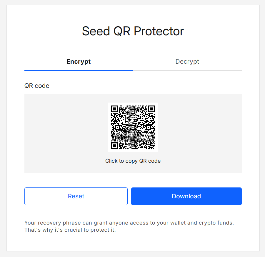 Encrypt result (QR with actions)