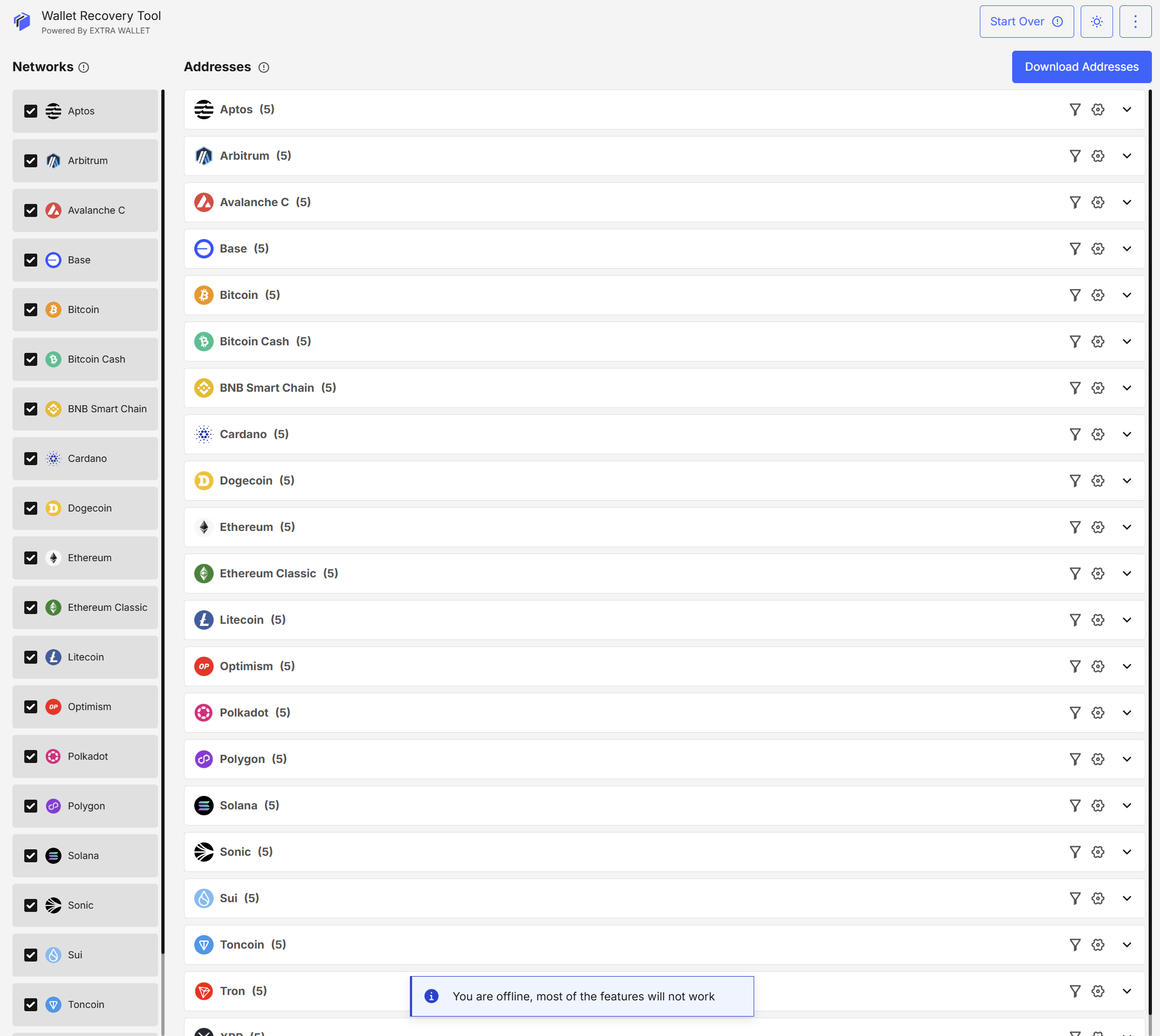 Download addresses (offline)
