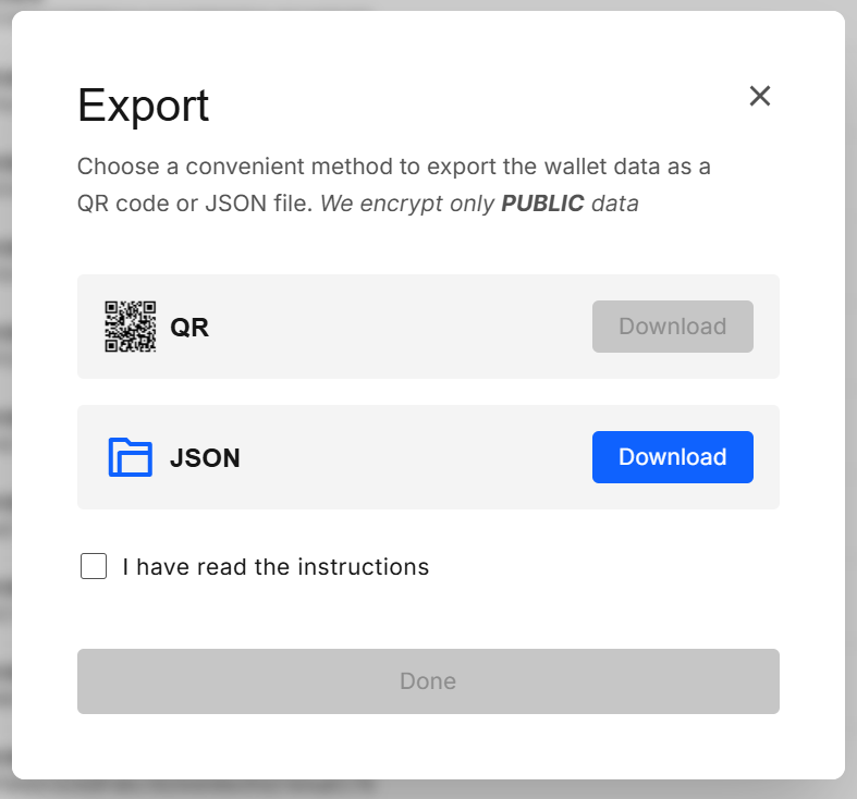 Offline export modal