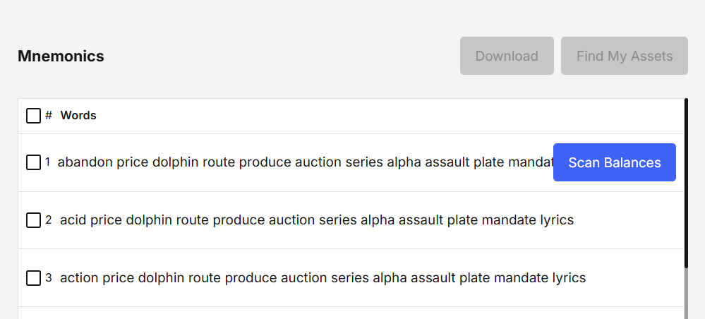 Inline Scan Balances