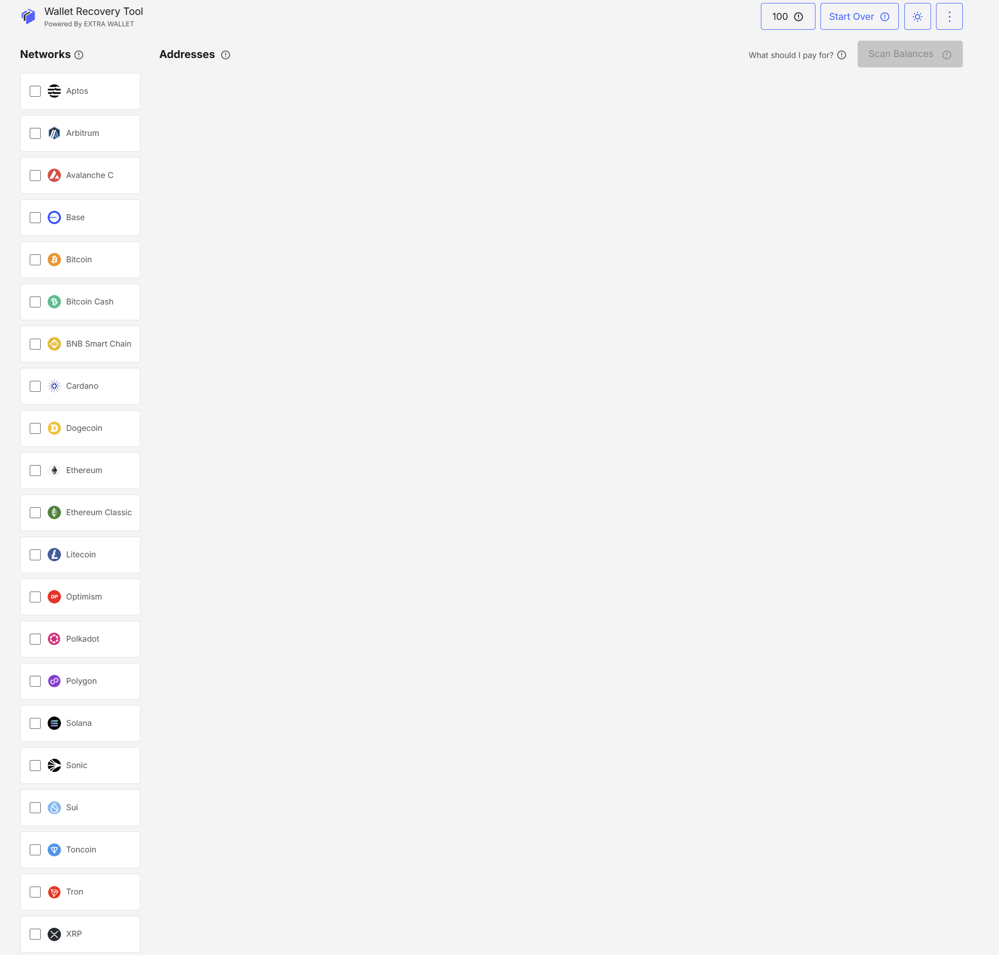 Restore scan (no preselected configs)