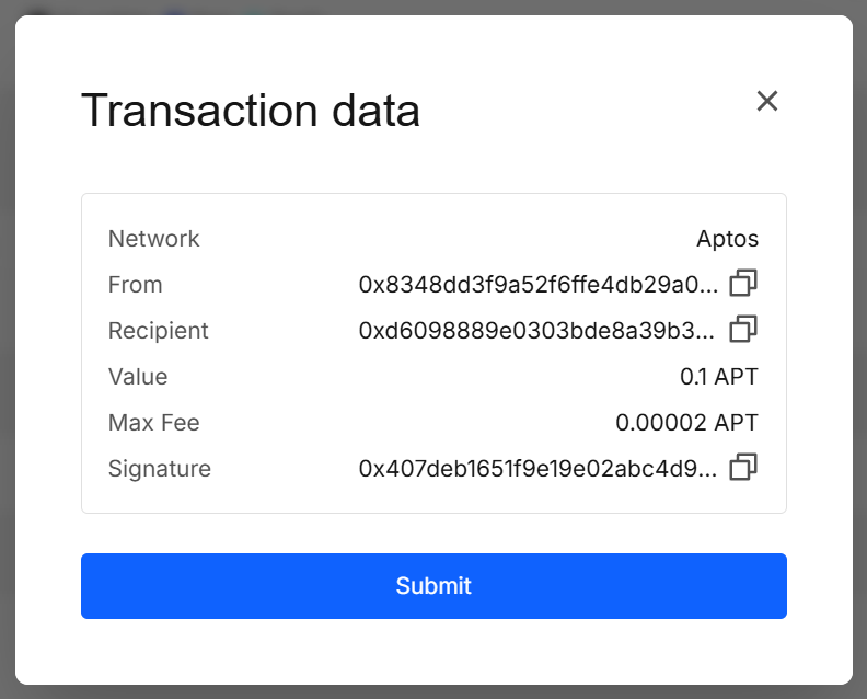 Online — Transaction data submit