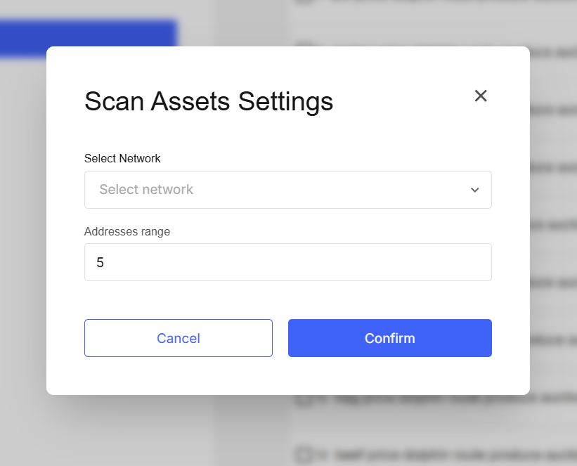 Scan assets settings