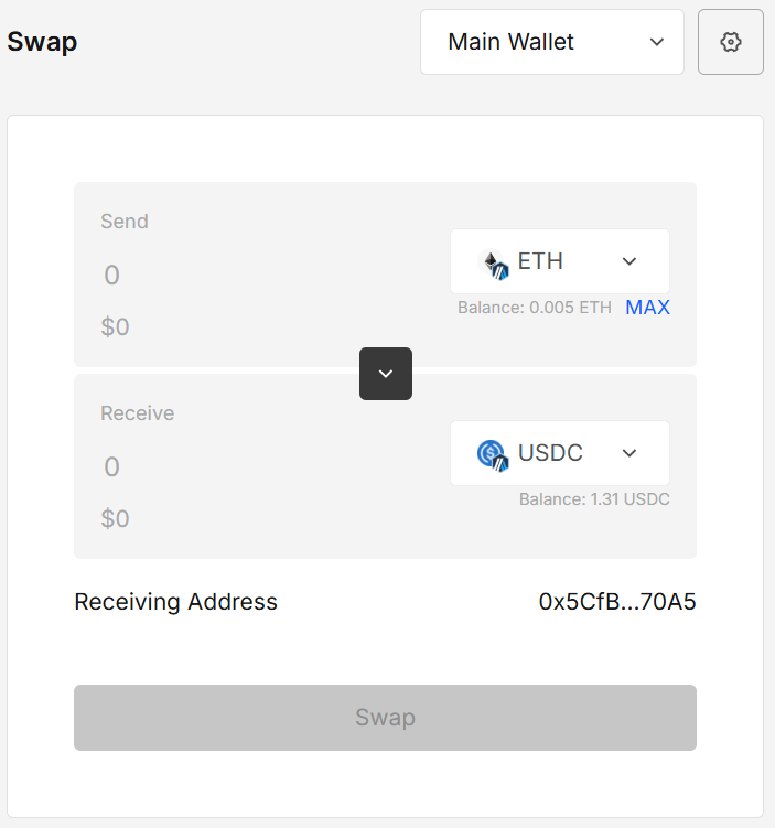 Swap page overview
