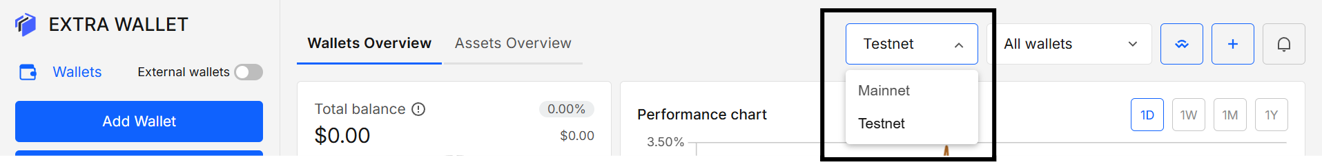Testnet Mode Selector